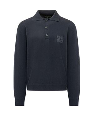 DSquared² Knit Polo Shirt - Blue
