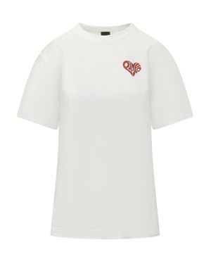 Pinko Stylish T-Shirt With Heart Print - White