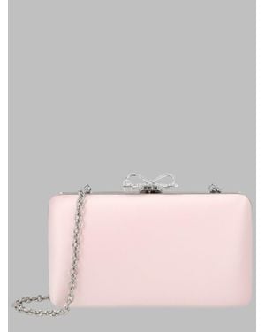 Self-Portrait Bow-Detail Chain Clutch - Pink