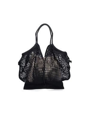 Hereu Neri E Grigi Cotton Mini Shoulder Bag With Lamb Leather Lining - Black