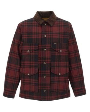 Filson Wool Blend Coat With Corduroy Trim - Red