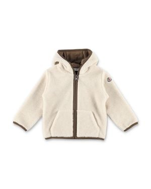 Moncler Boy's Hooded Fleece Zip-Up Jacket - Natural