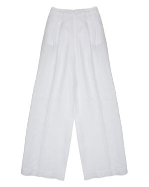 120% Lino Linen Pants For - White