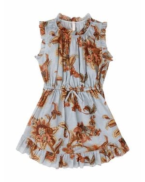Zimmermann Gathered Ruffle Mini Dress With Fixed Bow Waist - White