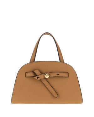 Tory Burch Biscuit Leather Mini Romy Handbag (24 Cm) - Brown