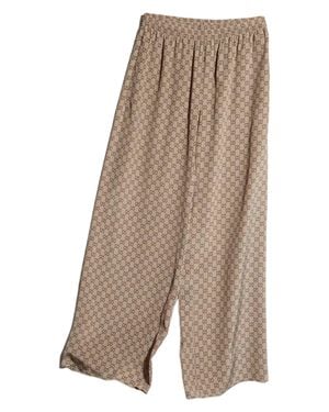 Gucci Allover Gg Print Silk Unlined Skirt For - Natural