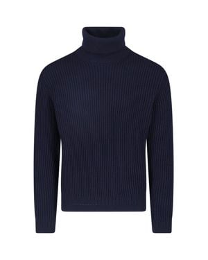 Zanone Ribbed Turtleneck Sweater - Blue