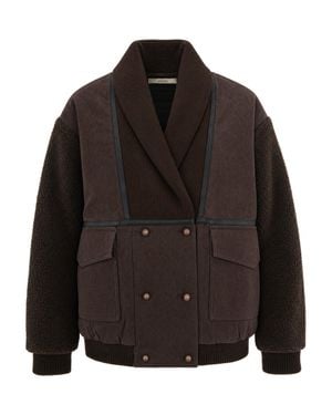 Sessun Mixed Media Teddy Shearling Jacket - Black