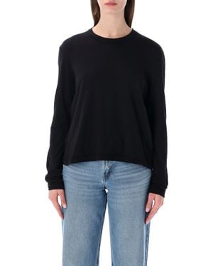 James Perse Oversized Crepe Jersey Long Sleeve Tee - Black