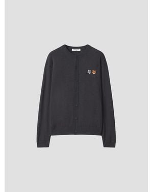 Maison Kitsuné Double Fox Head Comfort Cardigan - Blue