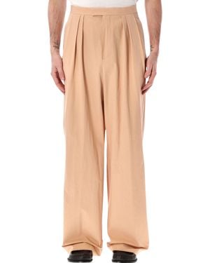 Dries Van Noten Pleated Cotton Poplin Pants - Natural