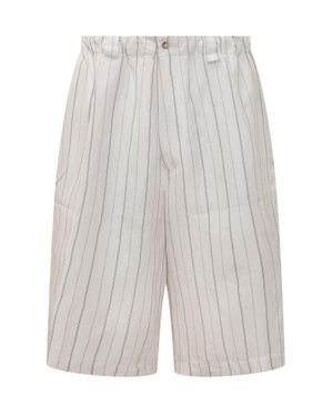 Willy Chavarria Mini Bermuda Shorts With Stripes - White