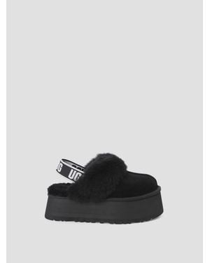 UGG Funkette Leather Sandal Flats For - Black