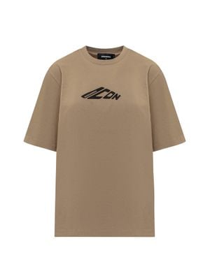 DSquared² Loose Fit T-Shirt From Icon Collection - Natural