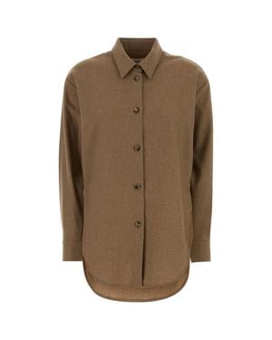 KHAITE Stretch Wool Blend Goya Shirt - Brown