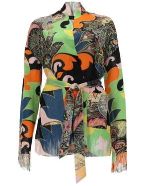 Etro Paisley Shawl Neck Cardigan - Green