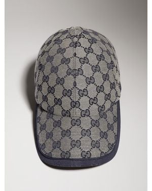 Gucci Gg Canvas Contrasting Trim Engraved Buckle Mini Hat - Gray