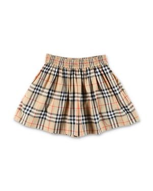 Burberry Girls Plaid Pleated Shorts - White