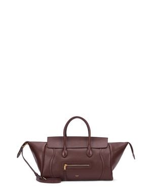 Celine Shiny Lambskin Leather Handbag With Shoulder Strap, 22 Cm X 36 Cm X 16 Cm - Purple