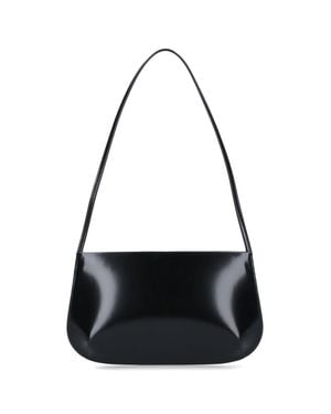 Faune Feminine Calf Leather Shoulder Bag With Econyl Lining - Black