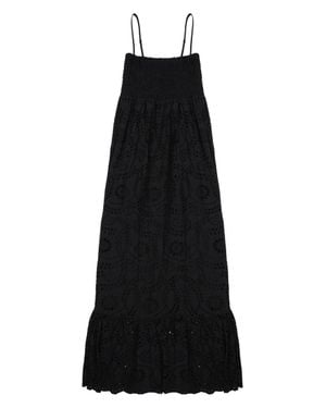 MC2 Saint Barth Eyelet Smocked Maxi Dress - Black