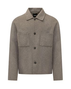 BOSS Carper Open-Front Wool-Blend Blazer Jacket - Gray