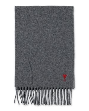 Ami Paris 100% Wool Scarf - Gray