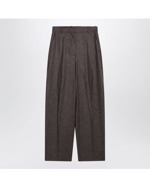 TOTEME Taupe Highwaisted Flannel Pants - Gray