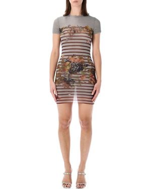 Jean Paul Gaultier Marinière Mesh Mini Dress - Multicolor