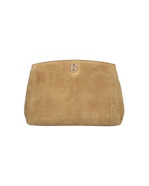 Liffner Suede Clutch Bag With Snap Closure - Natural