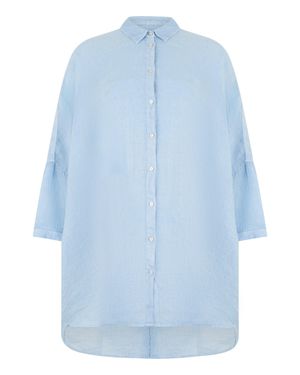120% Lino Loose Linen Shirt - Blue
