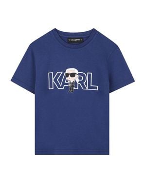 KARL LAGERFELD T-Shirt With Logo - Blue
