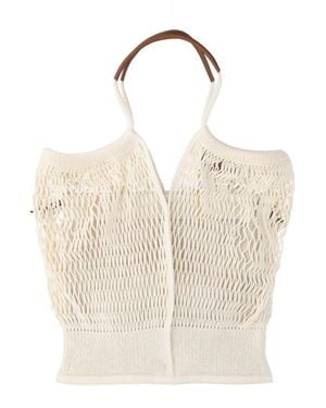 Hereu Knit Mesh Halter Top - Natural