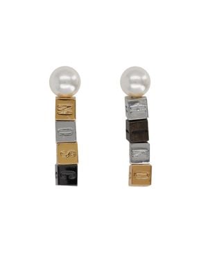 Moschino Earrings With Pearls Zamac - White