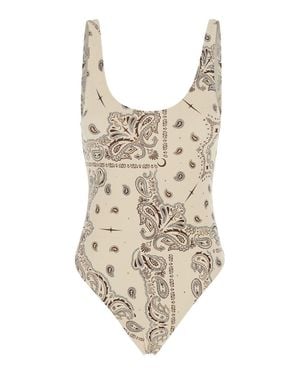 VENUJA All-Over Print Tech Fabric Swimsuit With Fixed Straps - White