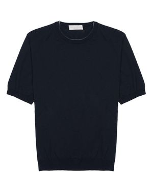 LUIGI GENTILE Cotton Crewneck Short Sleeve T-Shirt - Blue