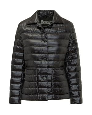 Herno Stylish Down Jacket With Neck Shirt - Black