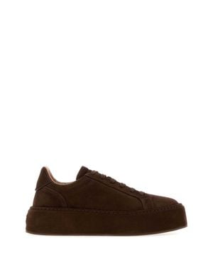 Casadei Casual Suede Platform Sneaker With 5 Cm Sole - Brown