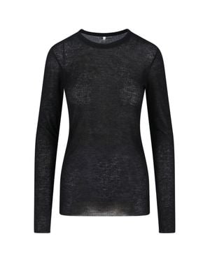 Tonywack Sheer Long Sleeve Crewneck Top - Black