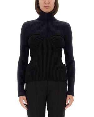 Jean Paul Gaultier Ribbed-Knit Wool-Blend Turtleneck Sweater - Black