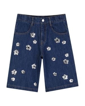 Marc Jacobs Floral Embellished Mini Shorts With Pockets - Blue