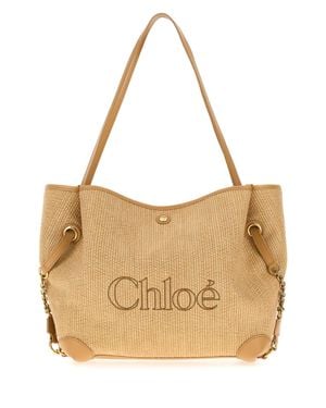 Chloé Chloé Clover Raffia Mini Shopping Handbag - Brown