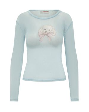 Fiorucci Long Sleeve Tulle Top - Blue