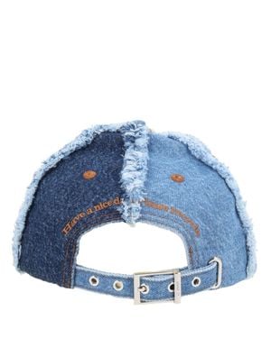 Ganni Multicolor Organic Cotton Recycled Cotton Hat - Blue