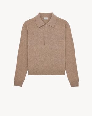 Saint Laurent Chine Polo Knit - Natural