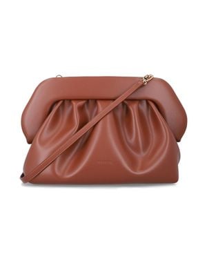 The Moire Ruched Shoulder Bag - Brown