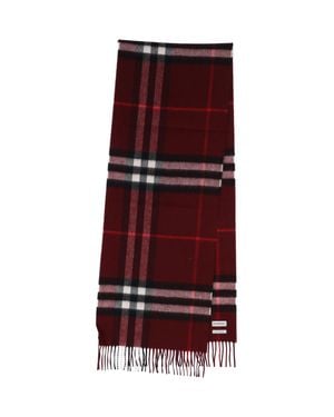 Burberry Checked Fringe Scarf - Purple