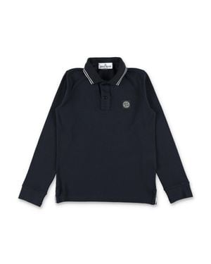 Stone Island Boy's Long Sleeve Polo Shirt - Blue