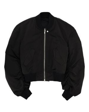 Rick Owens Bomber Jacket With Ribbed Trim - Black