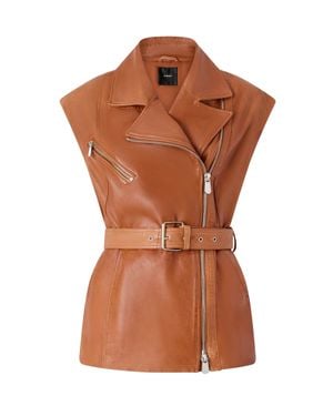 Pinko Sleeveless Belted Moto Mini Dress - Brown